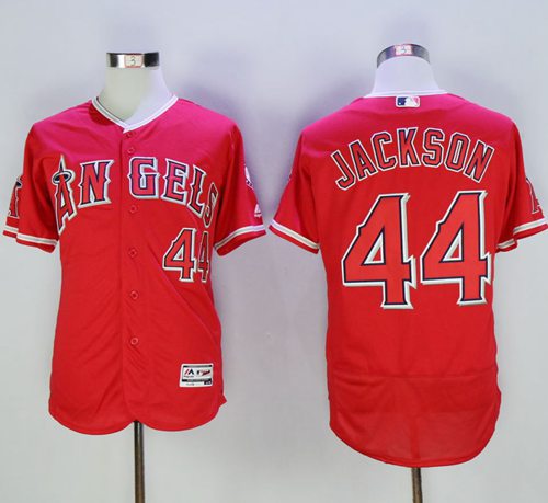 Angels of Anaheim #44 Reggie Jackson Red Flexbase Authentic Collection Stitched MLB Jersey - Click Image to Close